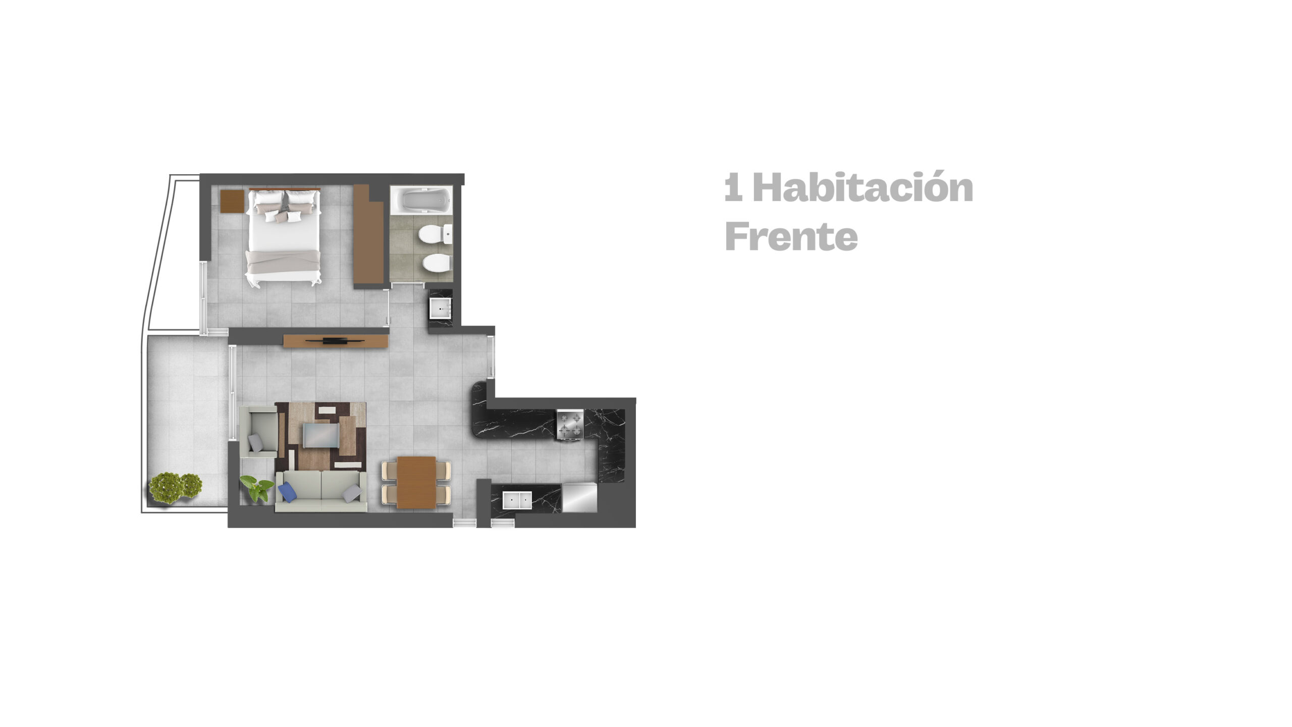 Un dormitorio frente Bicentenario Land