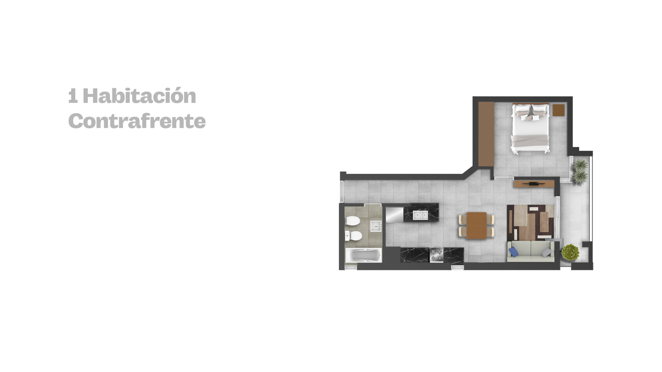 Un dormitorio contrafrente Bicentenario Land