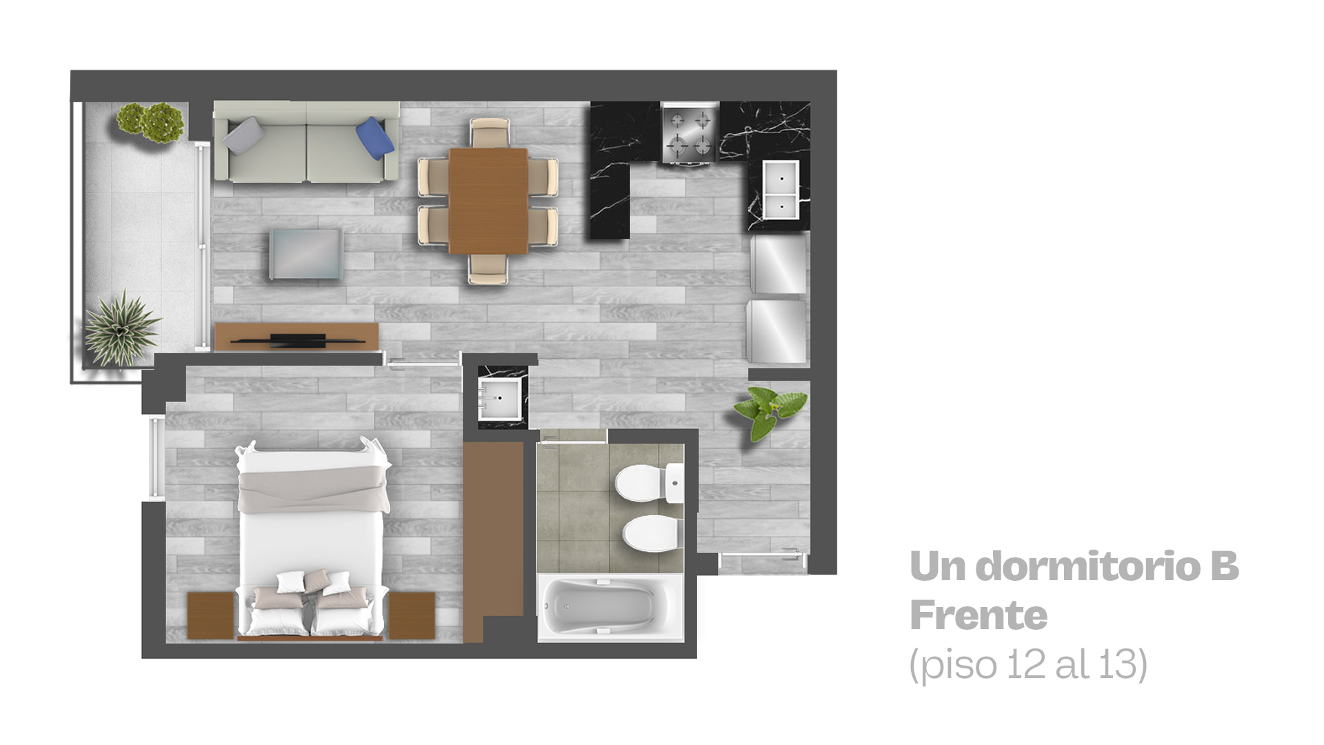 Un dormitorio Piso 12 a 13 B Ricchieri Land